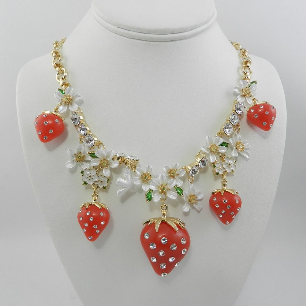Betsey Johnson Strawberry Frontal Necklace